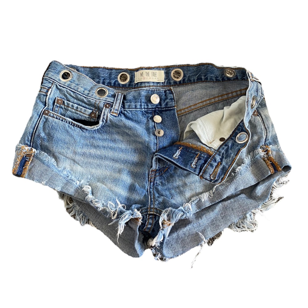 We The Free Denim Cut-off Button Fly Shorts Womens 26
